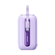 JOYROOM 10000mAh Mini Power Bank with Built-in Cables, 22.5W Fast Charging Portable Charger USB-C Battery Pack for iPhone, Samsung, All Phones, Purple