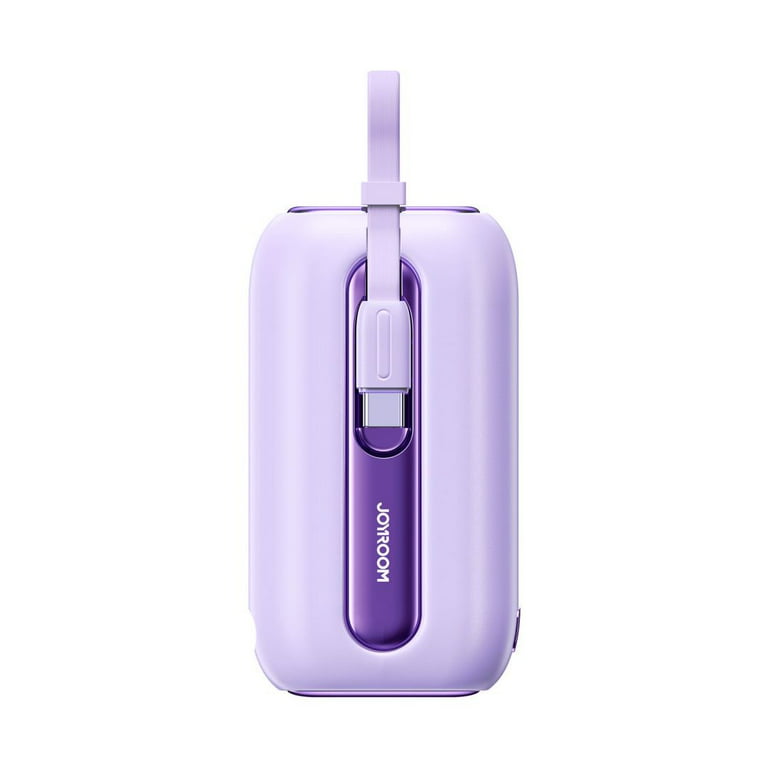 JOYROOM 10000mAh Mini Power Bank with Built-in Cables, 22.5W Fast Charging  Portable Charger USB-C Battery Pack for iPhone, Samsung, All Phones, Purple  