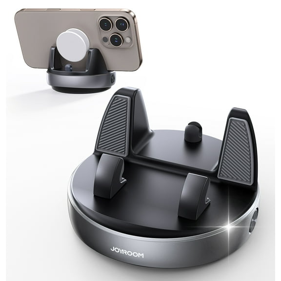 JOYROOM Car Phone Holder, Dashboard Phone Holder for Car Compatible with Popsocket and Thick Case, 360° Rotatable & Vertical 30° Adjustable Base Car Mount, Dark Gray