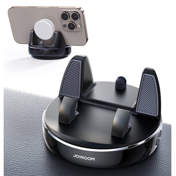 JOYROOM Car Phone Holder, Dashboard Phone Holder for Car Compatible with Popsocket and Thick Case, 360° Rotatable & Vertical 30° Adjustable Base Car Mount, Black