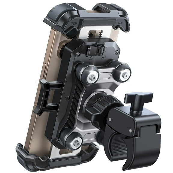 JOYROOM Motorcycle Phone Mount Bike Phone Holder with Dual Vibration Dampener, 150mph Anti-Shock Auto Lock Handlebar Phone Holder Mount for 4.7"-7" Cell Phones