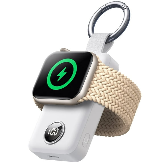 JOYROOM Portable Charger for Apple Watch, 2000mAh Magnetic Wireless Power Bank Fast Charger Keychain, Compatible for iWatch Series 11/10/9/8/7/6/5/SE/4/3/2/Ultra, White