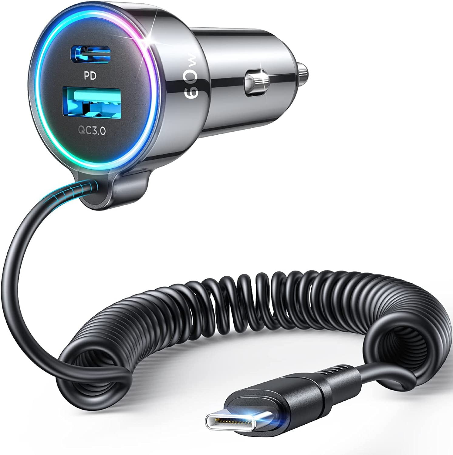 JOYROOM USB C Car Charger, 60W Fast Charging Dual 