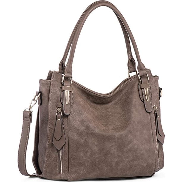 JOYSON Handbags for Women Shoulder Tote Zipper Purse PU Leather Top-handle Satchel Bags Ladies Medium A-sepia Brown