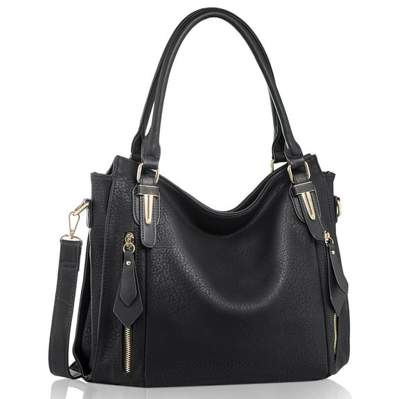 JOYSON Women's Shoulder Bag,Handbags,Tote Zipper Purse PU Leather Top-handle Satchel Bags Ladies Medium Black