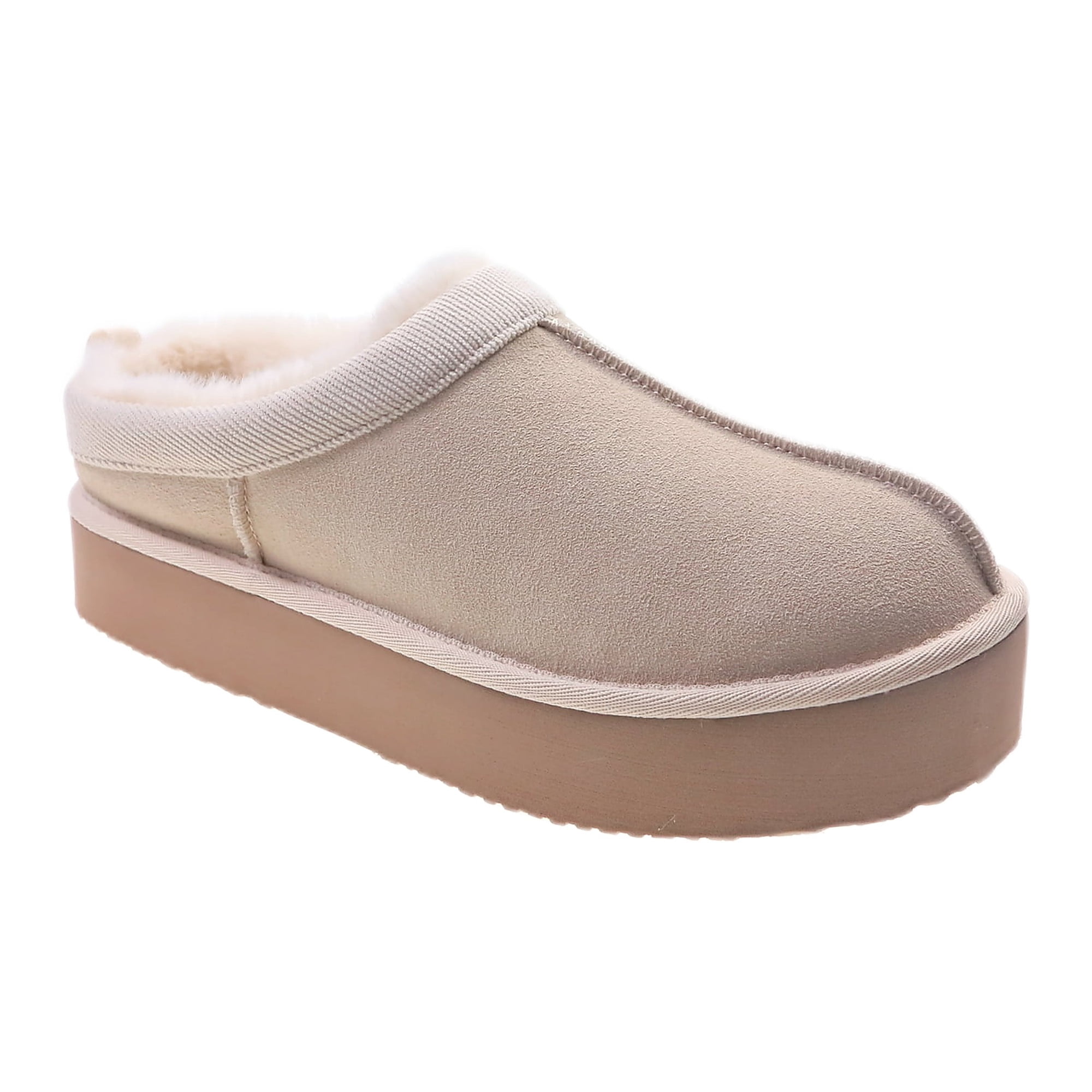 Joyspun Women's Ultra Short Faux Suede Platform Clog Slippers