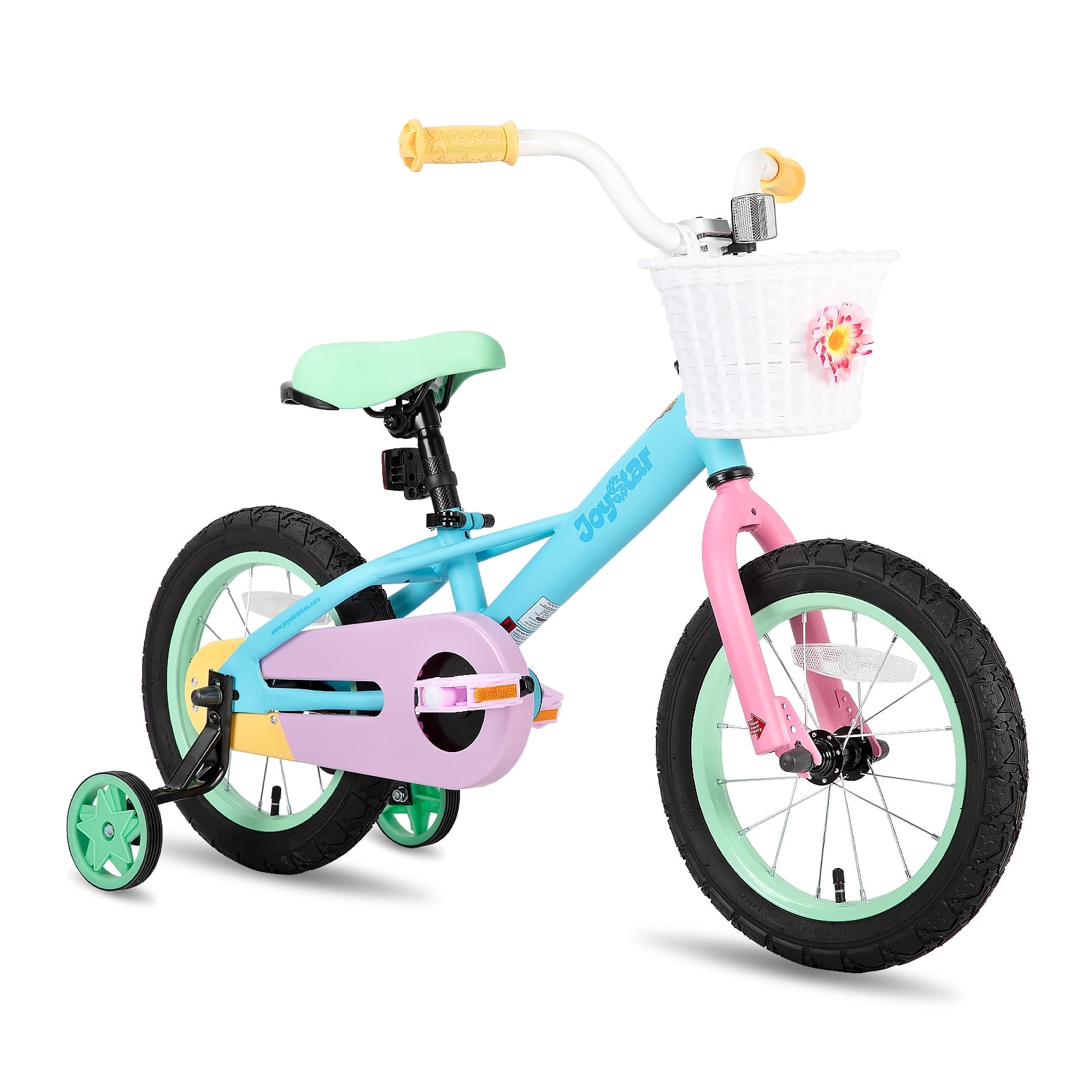 JOYSTAR 12 14 16 Kids Bike for 2 7 Years Girls 33 53 Inch Tall Rainbow Toddler Bicycle with Basket Training Wheels Coaster Brake 85