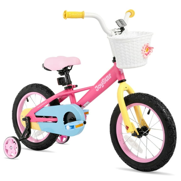 JOYSTAR 12" 14" 16" Kids Bike for 2-7 Years Girls 33-53 Inch Tall, Rainbow Toddler Bicycle with Basket, Training Wheels & Coaster Brake, 85% Assembled, Macarons