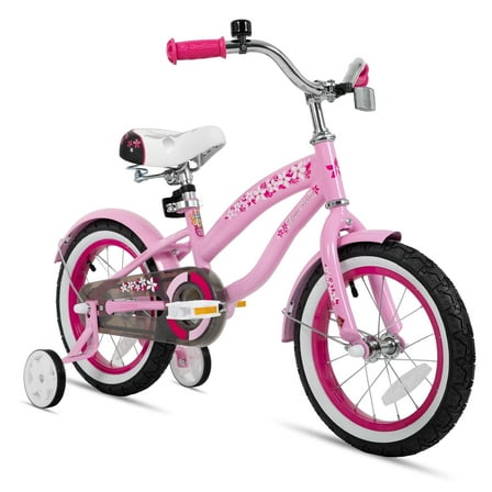 JOYSTAR 12" 14" 16" Kids Cruiser Bike for Ages 2-7 Years Old Girls & Boys, Kids Bike with Training Wheels, Cruiser Bicycles for Children, Pink