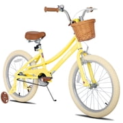 JOYSTAR 20 Inch Girls Bike with Training Wheels, Basket & Kickstand for Ages 7-13, Yellow