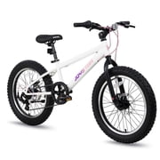 JOYSTAR 20 Inch Mountain Bike for Kids Ages 7-12 Year Old, 3-Inch Wide Knobby Tires, 7 Speed Shimano Drivetrain, Disc Brakes, Fat Tire Kids Bicycles for Boys Girls, White