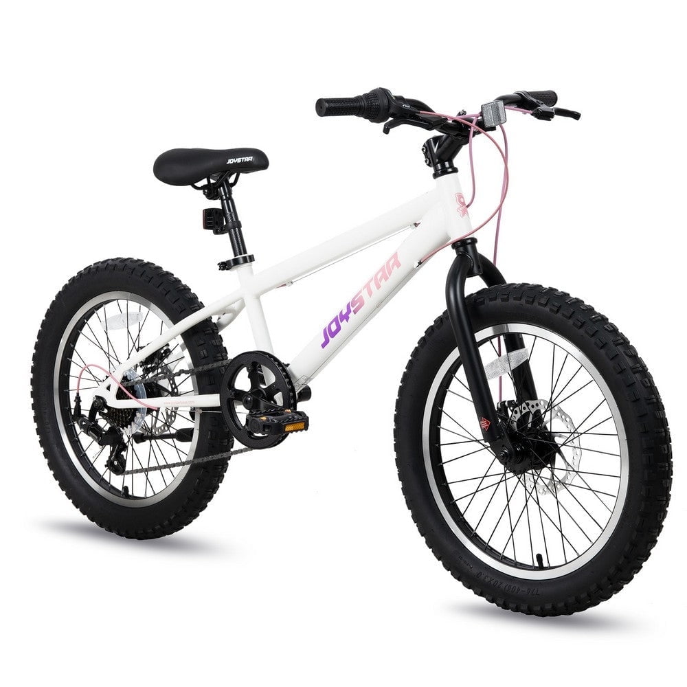 JOYSTAR 20 Inch Mountain Bike for Kids Ages 7-12 Year Old, 3-Inch Wide Knobby Tires, 7 Speed Shimano Drivetrain, Disc Brakes, Fat Tire Kids Bicycles for Boys Girls