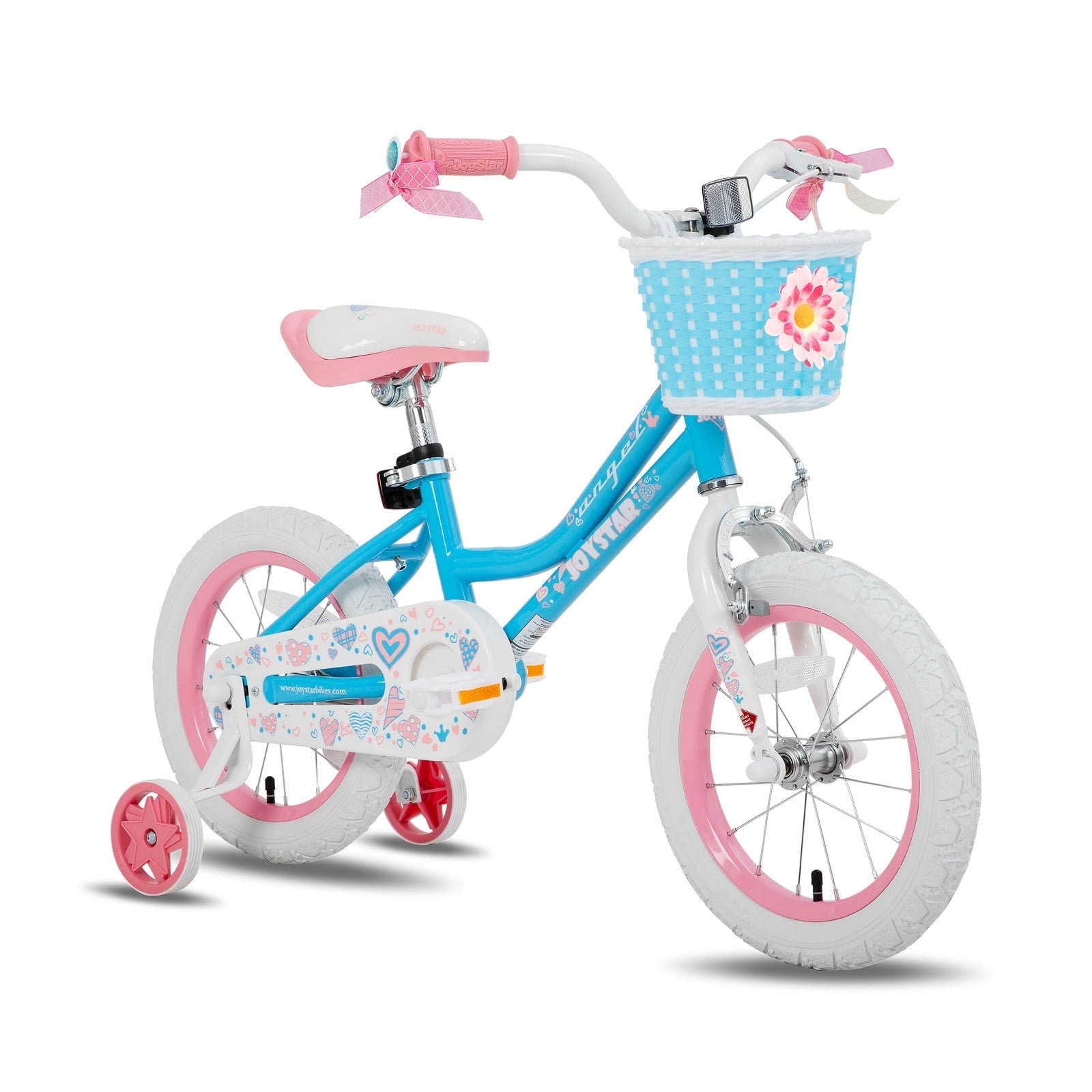Joystar Brandclub JOYSTAR Angel Girls Bike 12 Inch Kids Bike with Training wheels for 2 4 Years Old Girls Toddler Bicycle Blue