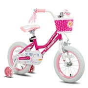 JOYSTAR Angel Girls Bike for Toddlers and Kids Ages 2-9 Years Old, 12 14 16 18 Inch Kids Bike with Training Wheels & Basket, 18 in Girl Bicycle with Handbrake & Kickstand