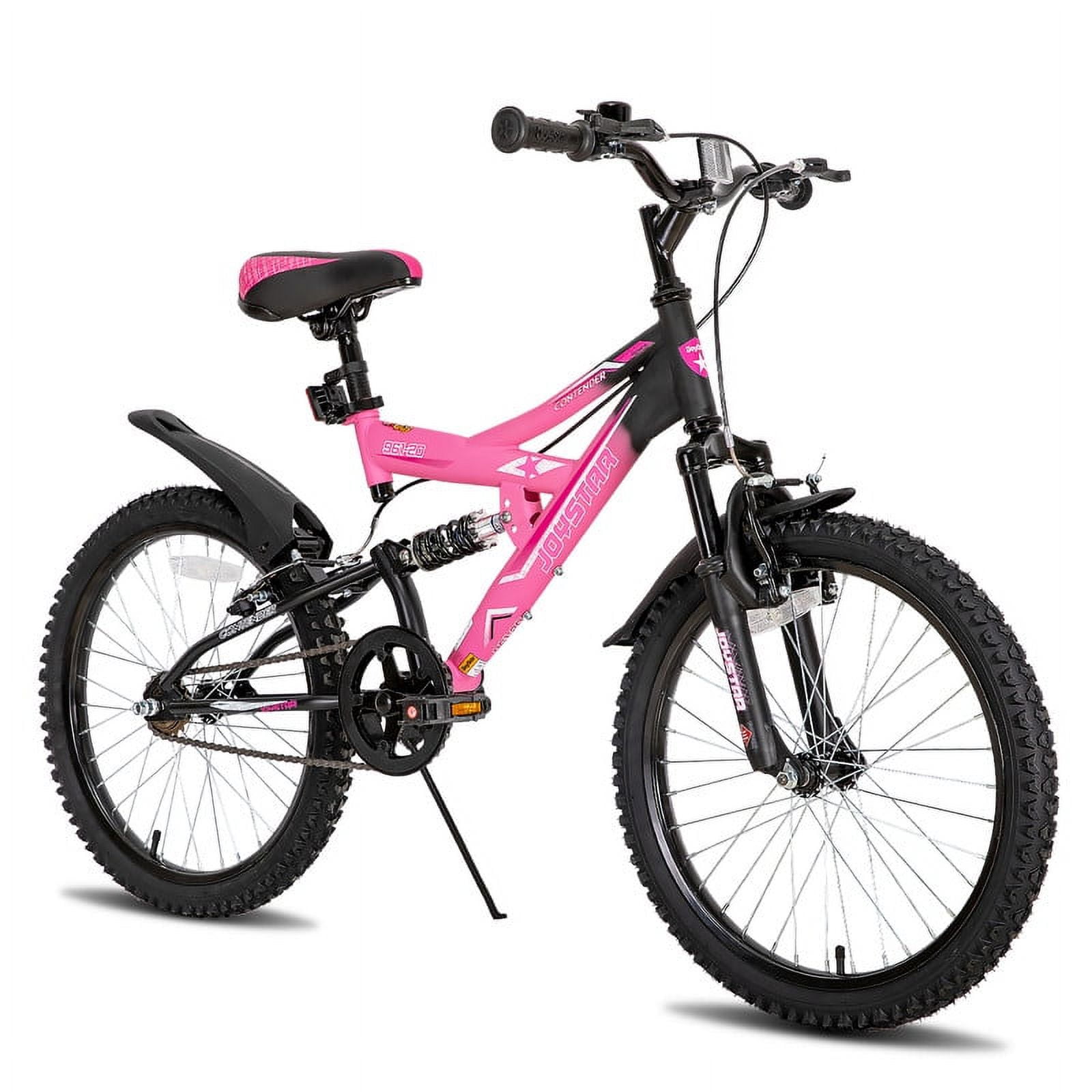 JOYSTAR Contender 20 Inch Kids Mountain Bike for 7-13 Years Boys & Girls, Kids Bicycle with Full Dual-Suspension Steel Frame and 1-Speed Drivetrain with Kickstand, Multiple Colors