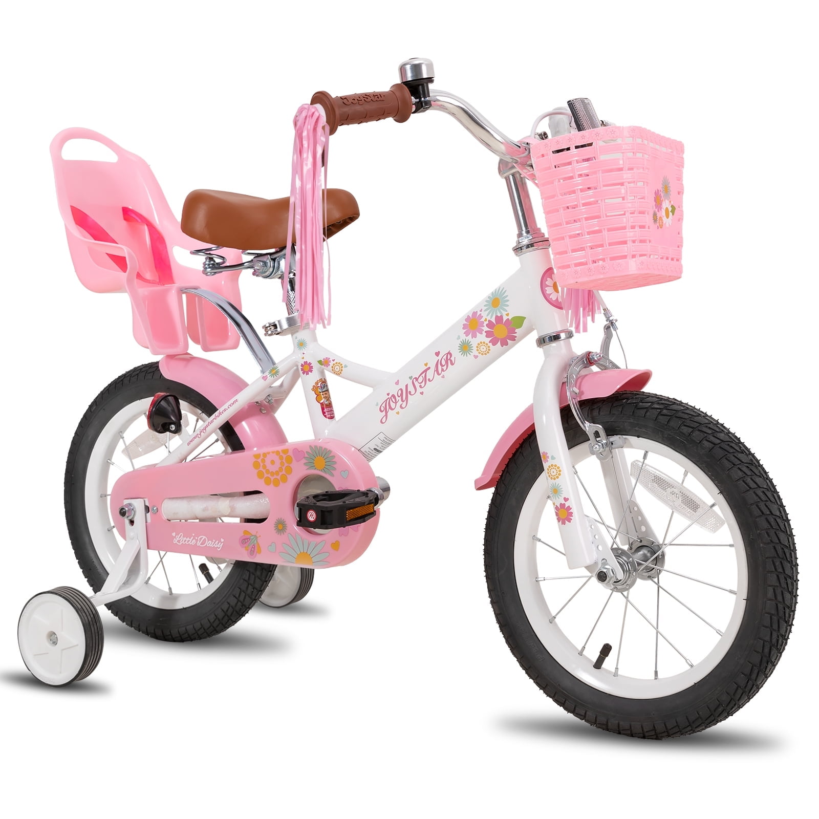 JOYSTAR Little Daisy 12 Inch Kids Bike for 2 3 4 Years Girls with Training Wheels Princess Kids Bicycle with Basket Bike Streamers Toddler Cycle Bikes White - image 1 of 11