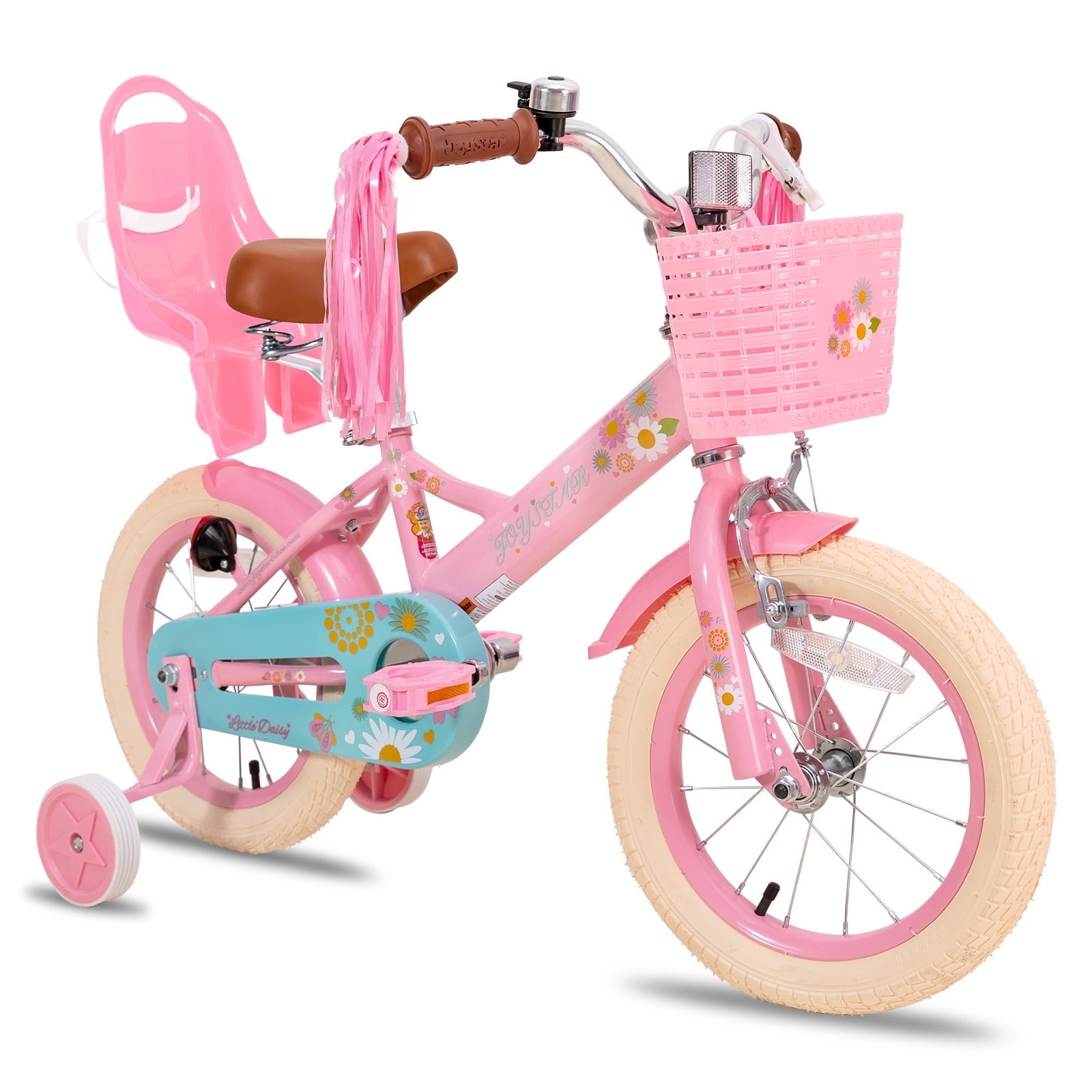 JOYSTAR Little Daisy Princess Kids Bike 14 Inch for 3 5 Years Girls Handbrake Training Wheels Pink Walmart