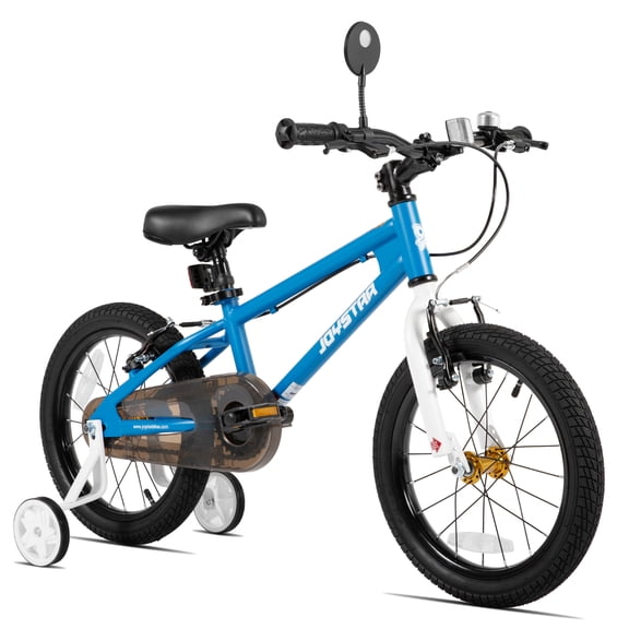 JOYSTAR Lomand 16-inch BMX Style Kids Bike for Boys & Girls, Sturdy, Easy to Assemble, with Rearview Mirror, Blue