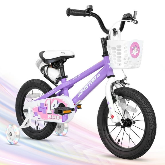 JOYSTAR Pluto Kids Bike with Training Wheels for 12 14 16 18 inch Bike,(Gray Blue Purple Green Orange Pink)