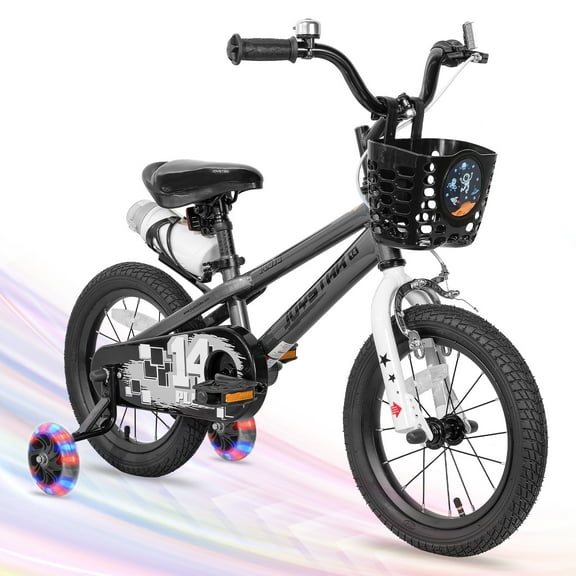 JOYSTAR Pluto Kids Bike with Training Wheels for 12 14 16 18 inch Bike,(Gray Blue Purple Green Orange Pink)