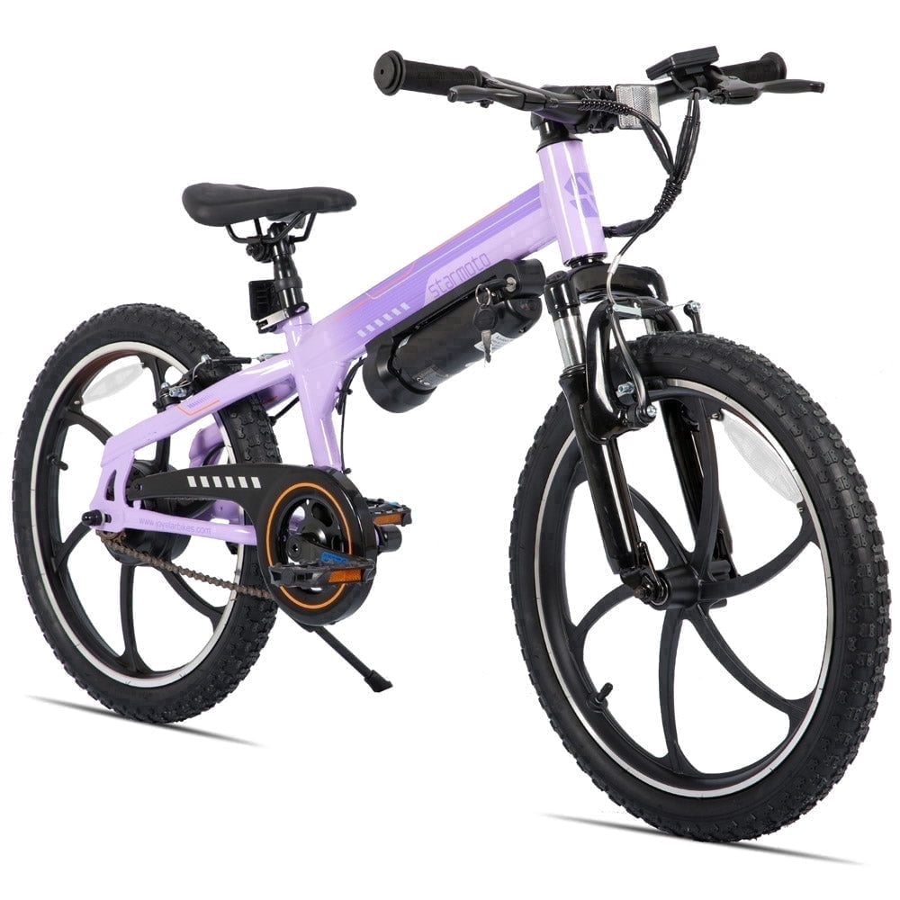 JOYSTAR Radspur Electric Bike 20" with 250W Brushless Motor, 15 Miles 15MPH Electric Mountain Bicycle with Removable Battery, Purple