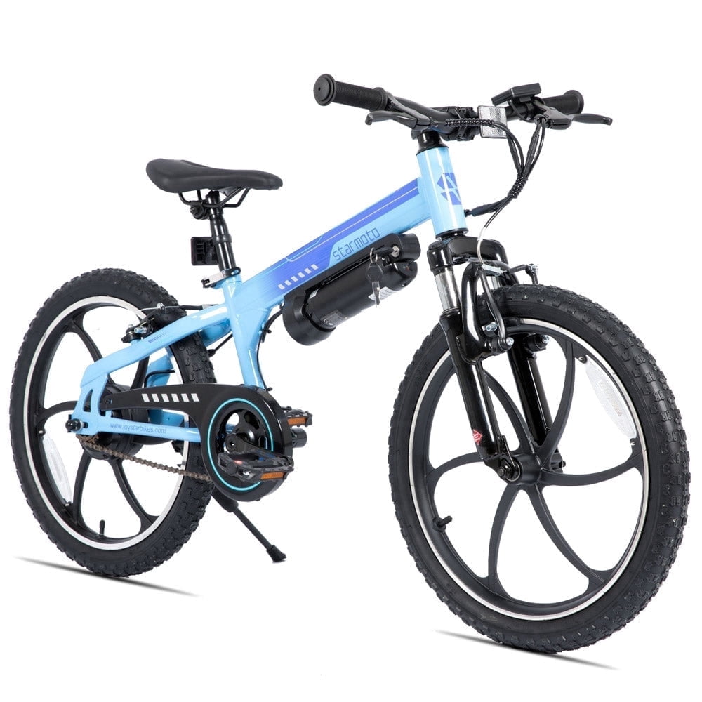 JOYSTAR Radspur Electric Bike 20" with 250W Brushless Motor, 15 Miles 15MPH Electric Mountain Bicycle with Removable Battery, Blue