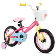 JOYSTAR 12" 14" 16" Kids Bike for 2-7 Years Girls 33-53 Inch Tall, Rainbow Toddler Bicycle with Basket, Training Wheels & Coaster Brake, 85% Assembled, Macarons
