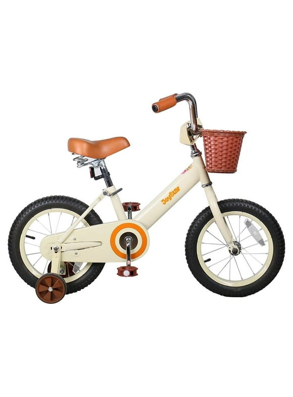 JOYSTAR Vintage 12 & 14 & 16 Inch Kids Bike with Basket & Training Wheels,20 Inch Kids Bike with Kickstand for 2-14 Years Old Girls & Boys, Beige