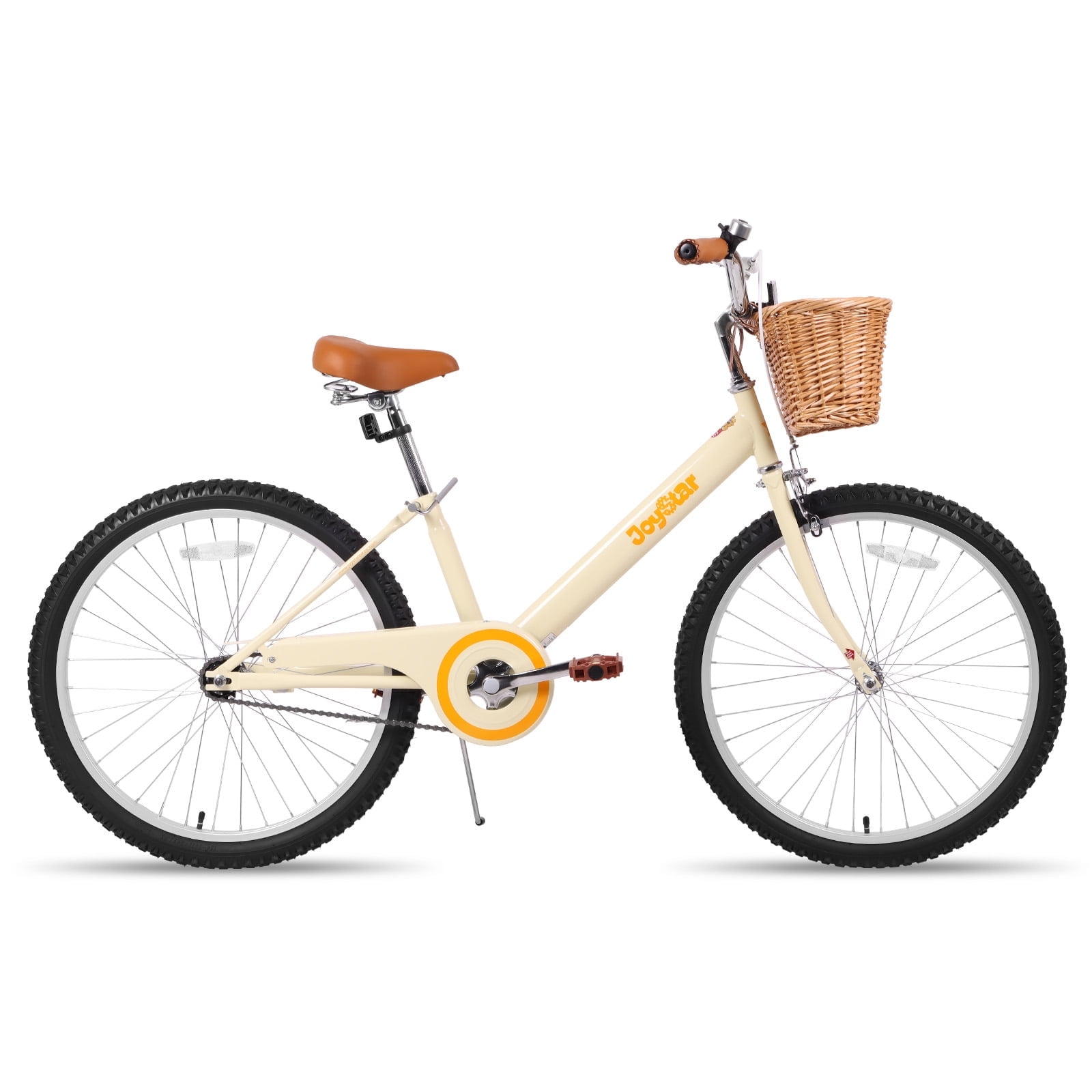 JOYSTAR Vintage 24 inch Kids Bike with Basket & Kickstand for Girls