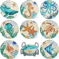 thumbnail image 1 of JOYSTRY Diamond Art Painting Coaster Kit, DIY Crafts with Holder, Non-Slip Cork Base, Diamond Art Supplies for Adults & Teens, Ocean-Themed, 8Pcs, 1 of 7