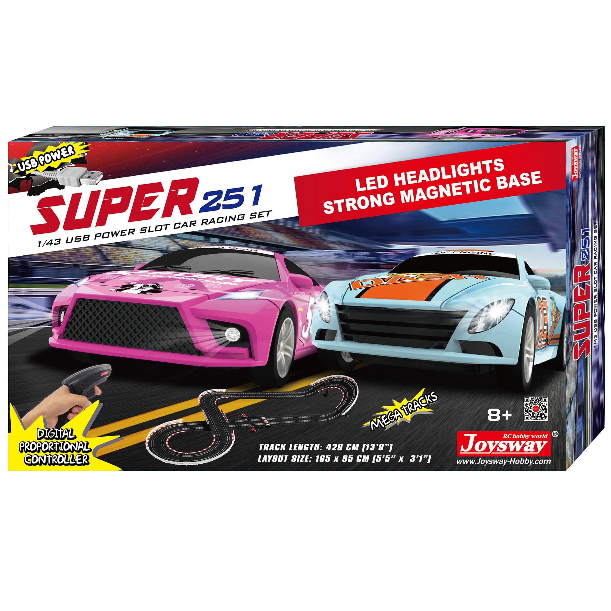 JOYSWAY Super 251 143 Scale USB Power Slot Car Racing set