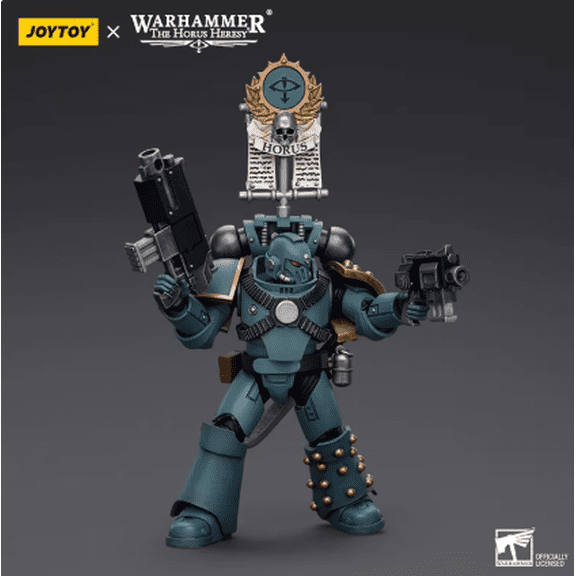 JOYTOY 1/18 Action Figure Warhammer 40k The Horus Heresy Sons of Horus MKIV Tactical Squad Legionary with Legion Vexilla 4.72inch Movable Model Collectible Figurine Gifts