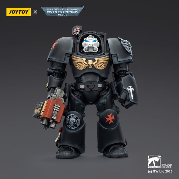 JOYTOY Action Figures Warhammer 40K Terminator Squad 1/18 Movable Model Collectible Figurine Ages 15+ (Black Templars Terminator 2 with Power Fist and Storm Bolter)
