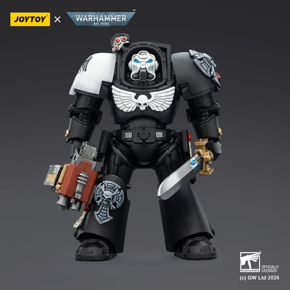 JOYTOY Action Figures Warhammer 40K Terminator Squad 1/18 Movable Model Collectible Figurine Ages 15+ (Raven Guard Terminator 1 with Power Sword and Storm Bolter)