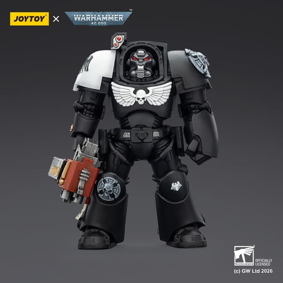 JOYTOY Action Figures Warhammer 40K Terminator Squad 1/18 Movable Model Collectible Figurine Ages 15+ (Raven Guard Terminator 2 with Power Fist and Storm Bolter)