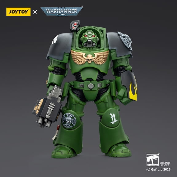 JOYTOY Action Figures Warhammer 40K Terminator Squad 1/18 Movable Model Collectible Figurine Ages 15+ (Salamanders Terminator 2 with Power Fist and Storm Bolter)