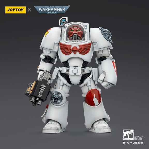 JOYTOY Action Figures Warhammer 40K Terminator Squad 1/18 Movable Model Collectible Figurine Ages 15+ (White Scars Terminator 2 with Power Fist and Storm Bolter)
