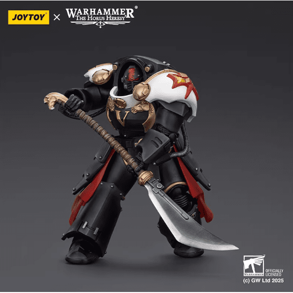 JOYTOY Ebon Keshig Terminator 1 Warhammer 40K 1/18 Action Figures White Scars Ebon Keshig Terminator 1 with Power Glaive Collectible Model 5.39Inch