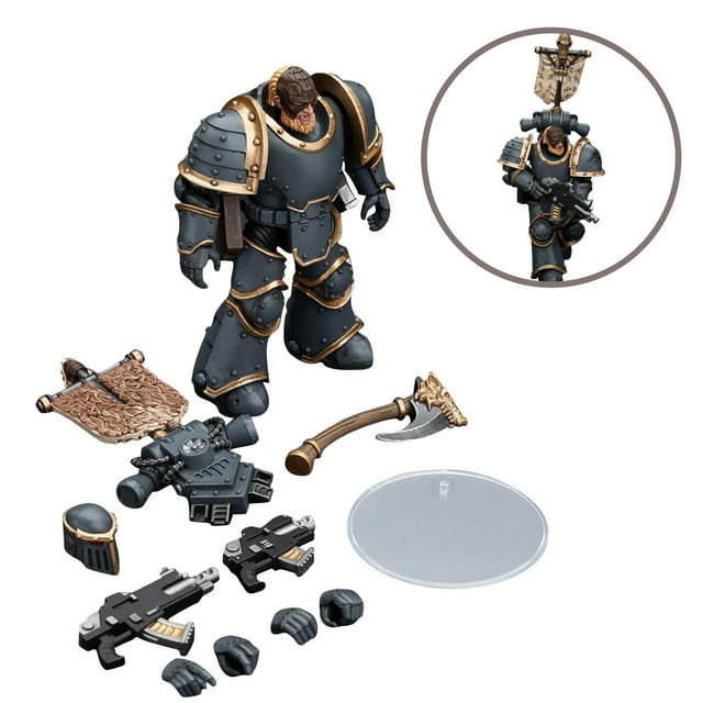 JOYTOY Warhammer 40K Space Wolves Grey Slayer Pack with Legion Vexilla – 4.72 Inch Mecha Model for Display, Perfect for Warhammer Fans