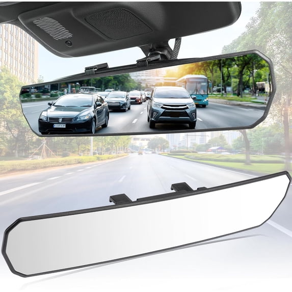 JOYTUTUS 15” Panoramic Rear View Mirror, Clip-On Large Rearview Extender for Safer Driving & Parking, Universal Wide Angle Rear View Mirror for Car/SUV/Truck