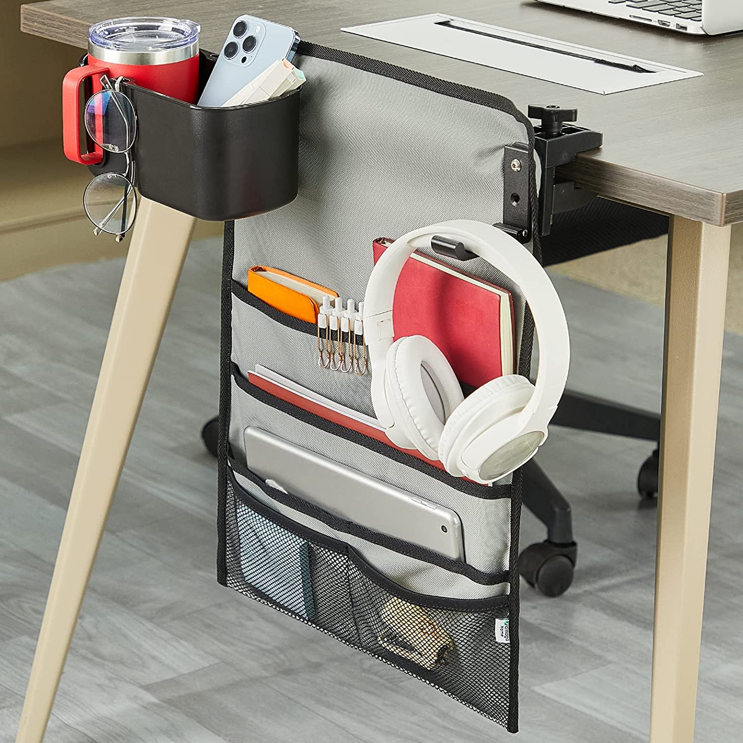 Scranton & Co Solid Top Vertical Hanging Desk Organizer in Black