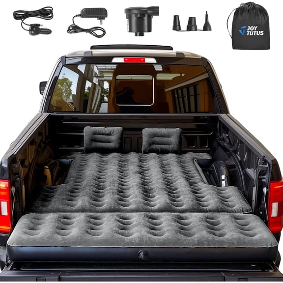 JOYTUTUS 5.5-5.8Ft Truck Bed Air Mattress with Removable Tailgate Extension with Air Pump&2 Pillows,Black