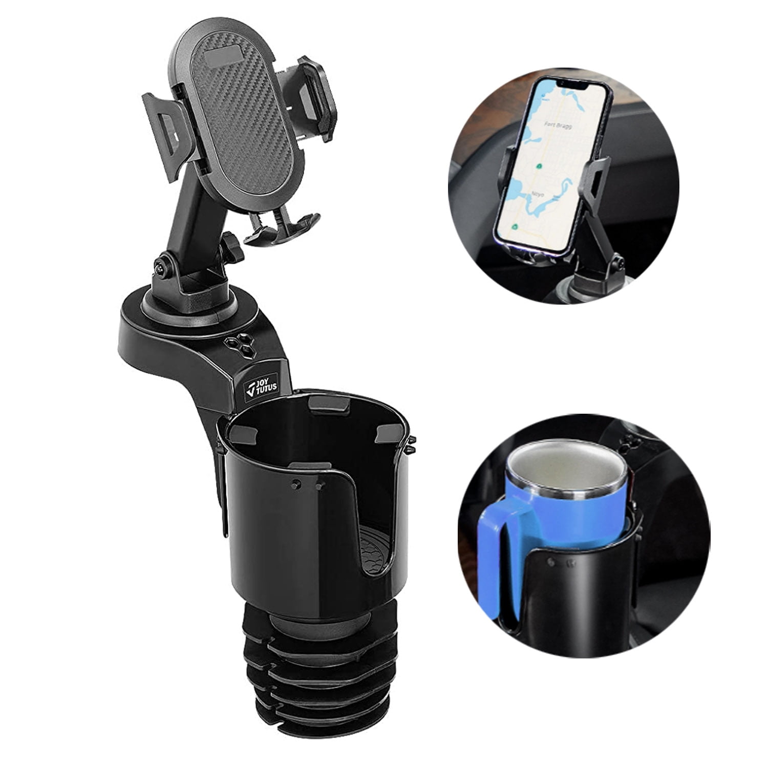 Car Cup Holder Expander Adjustable Base with Phone Mount THIS HILL