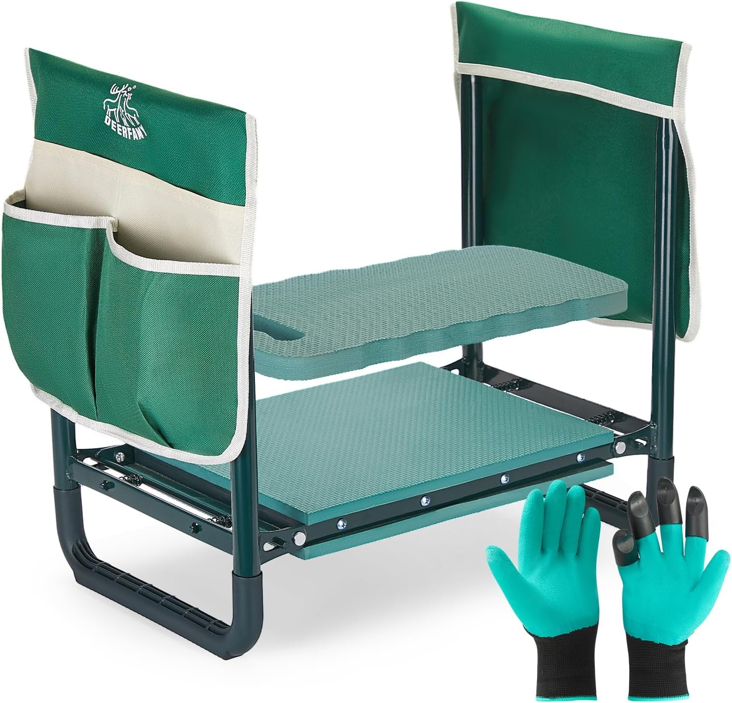 JOYTUTUS Folding Garden Kneeler Seat Portable Gardening Bench Stool Soft Kneeling Foam Pad W Tool Pouch Gloves Capacity 350 Lbs