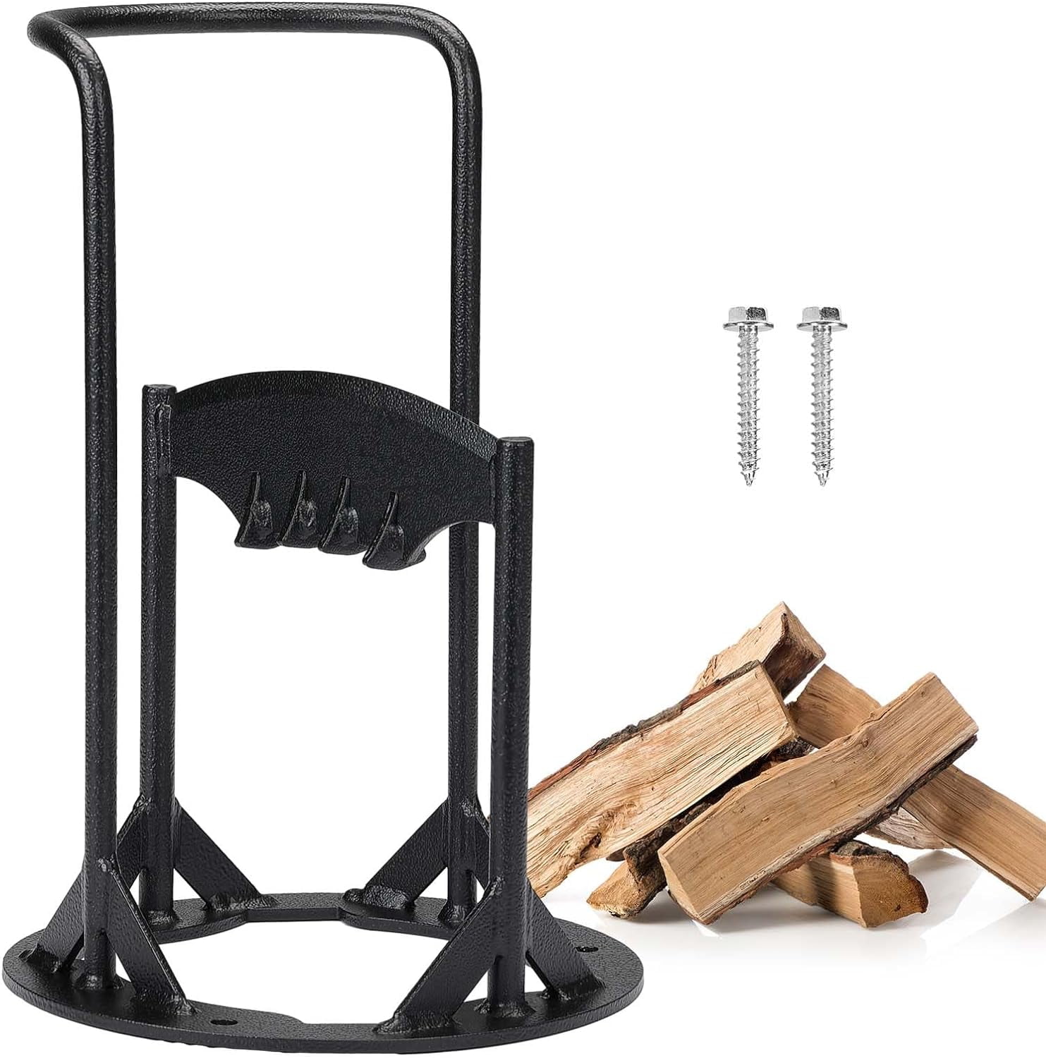 JOYTUTUS Kindling Splitter, Heavy Duty Cast Iron Log Splitter Wedge, Open Top Ring Design Manual