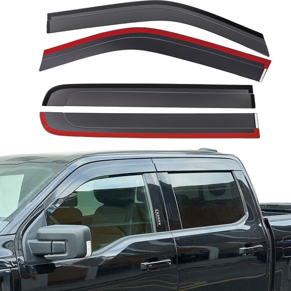 JOYTUTUS Low Profile Vent Visor Compatible with 2015-2026 Ford F150, 2017-2026 F-150 Raptor Crew Cab, Outside Mount Car Window Rain Guards Deflectors, Vent Shades Accessories