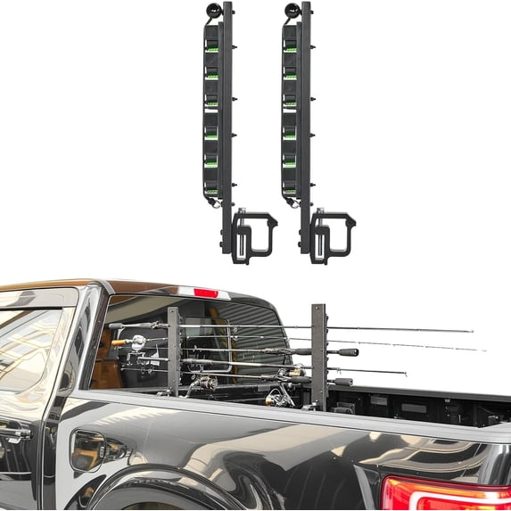 JOYTUTUS Truck Bed Fishing Rod Holder,6-Rod Capacity,Secure Clamp-On Design,fot Truck Bed & Boats,Horizontally or Vertically Place