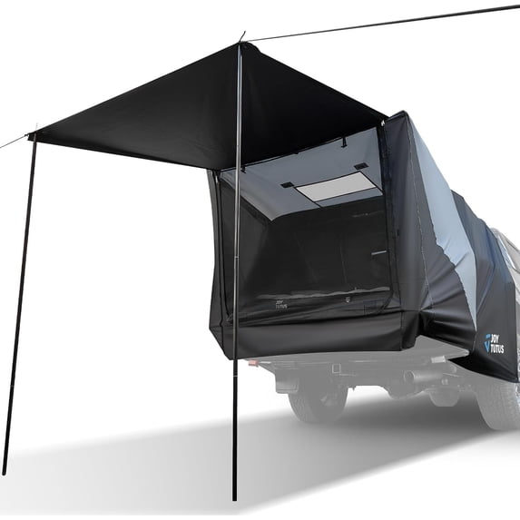JOYTUTUS Truck Tent with Awning, Truck Bed Tailgate Tent Canopy (Only Fits Full-Size Truck with Soft Topper or Camper Shell)
