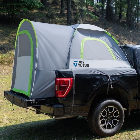 JOYTUTUS Truck Tent with Rainfly 5.5Ft-5.8Ft, Straight Spacious Truck Bed Tent,Waterproof PU2000mm for 2 Person, Gray Blue