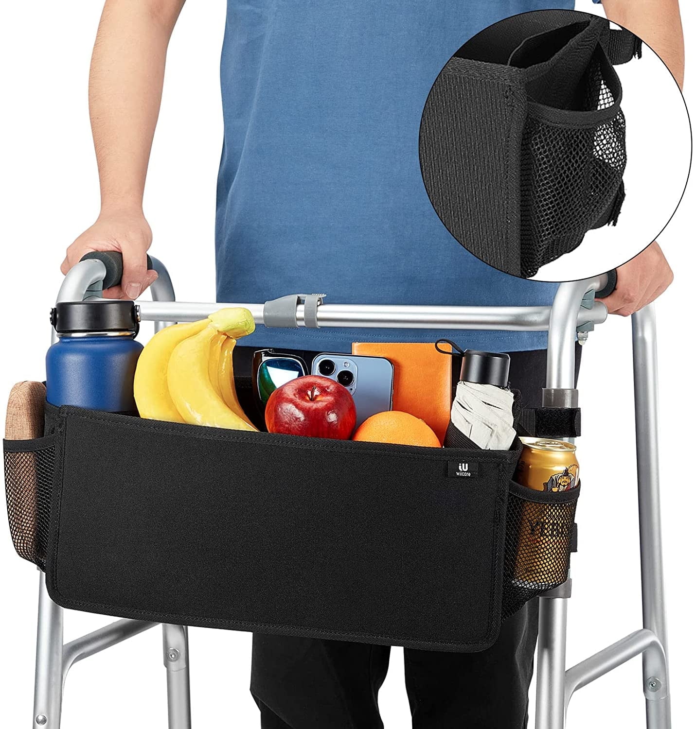 JOYTUTUS Walker Bag,Folding Walker Basket Organizer&Wheelchair